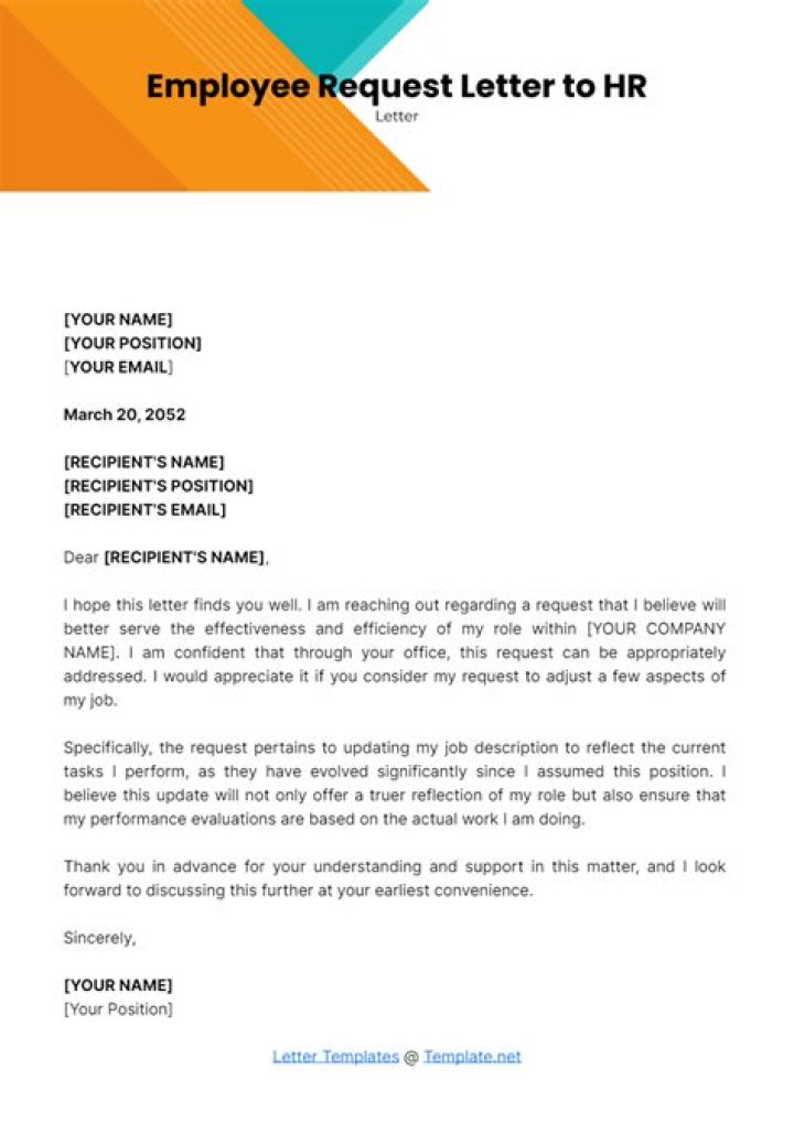 How can I write a letter to HR request ID?