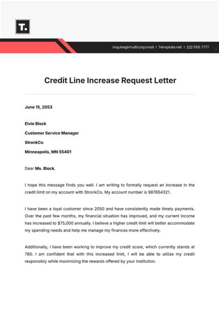 How do I write a letter to increase my credit limit?
