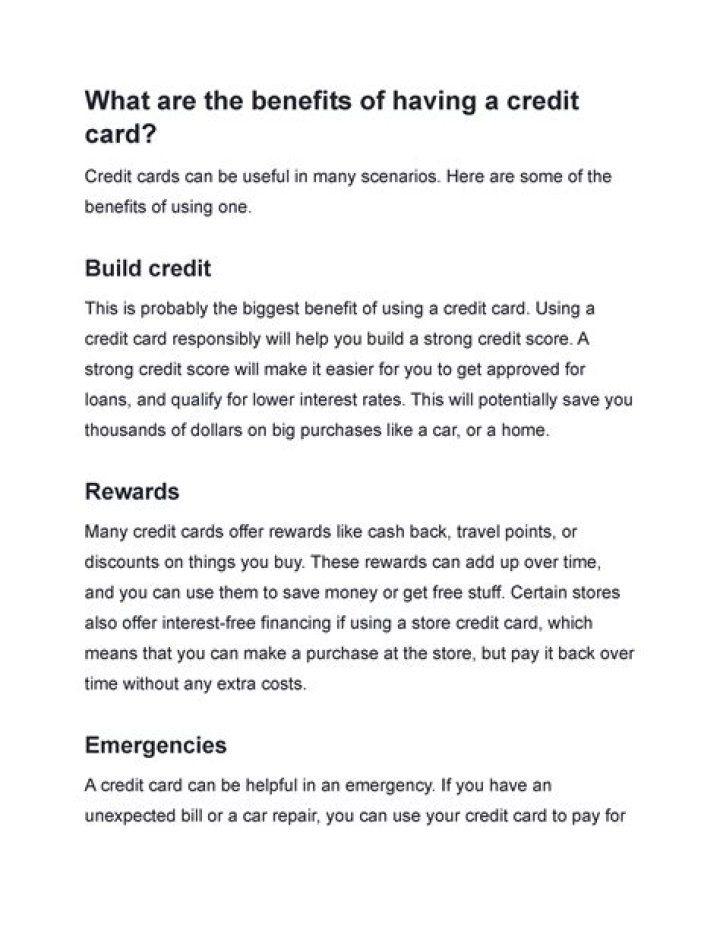 What are the benefits of having a credit card?
