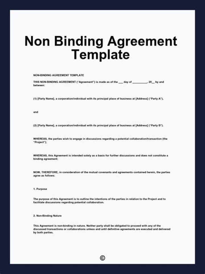 What does a non-binding agreement mean?