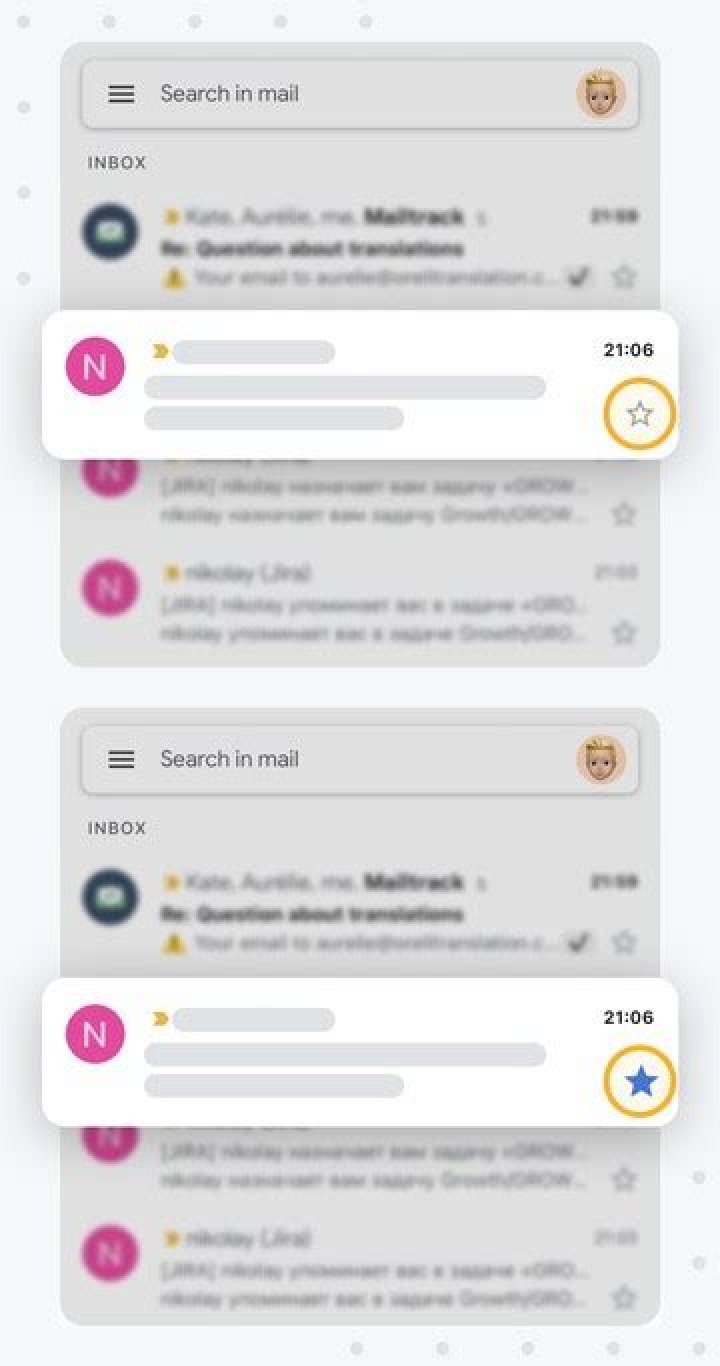 What happens when you star an email in Gmail?